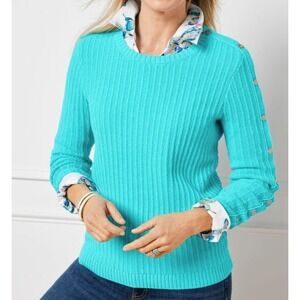 TALBOTS AQUA BREEZE BUTTON-DETAIL  PULLOVER SWEATER  SPRING SUMMER 3X